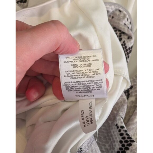 Express Dress L Womens Black White Snakeskin Strappy Open Back Bodycon High Neck - Picture 7 of 7